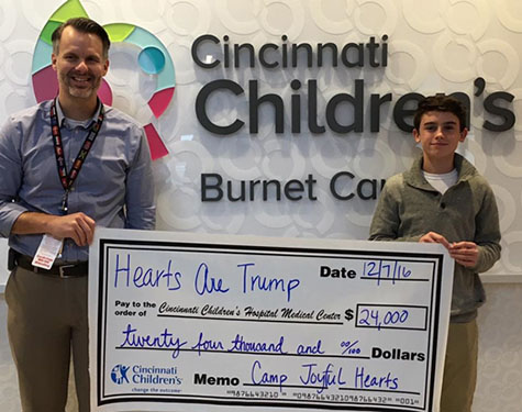 Hearts are Trump check presentation.